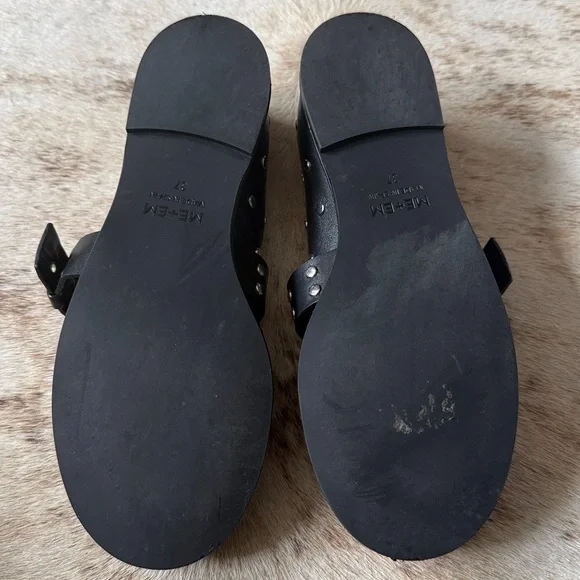 ME+EM Black Silver Studded Ballerina Flat 7 37 Leather Box + Bag Ballet - Picture 13 of 16